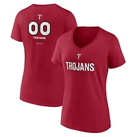 Women's Cardinal Troy University Trojans Personalized Name & Number Midfielder V-Neck T-Shirt
