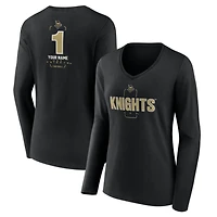 Women's Black UCF Knights Personalized Any Name Midfielder Long Sleeve V-Neck T-Shirt