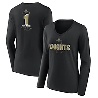 Women's Black UCF Knights Personalized Any Name Midfielder Long Sleeve V-Neck T-Shirt
