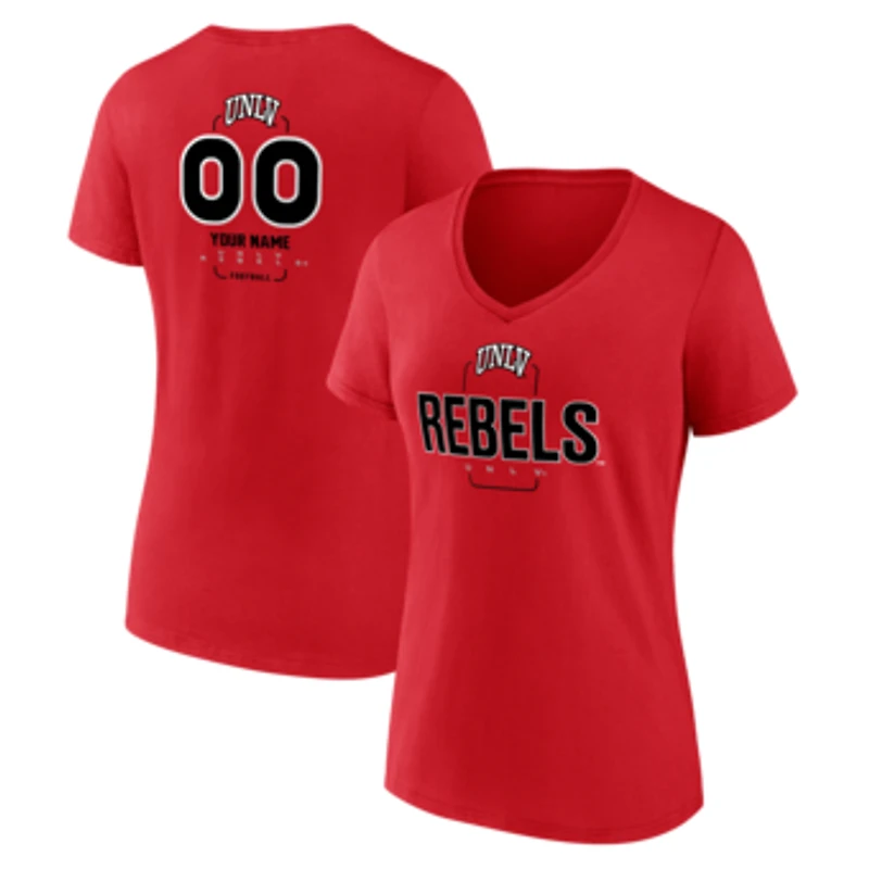Women's Scarlet UNLV Rebels Personalized Name & Number Midfielder V-Neck T-Shirt