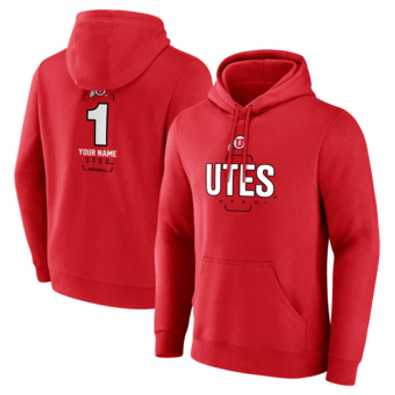 Men's Red Utah Utes Personalized Any Name Midfielder Pullover Hoodie