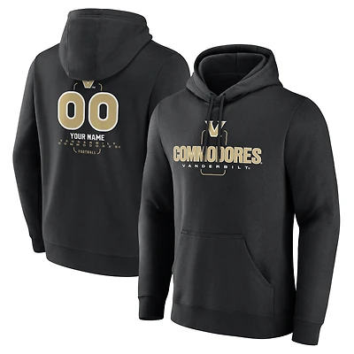 Men's Black Vanderbilt Commodores Personalized Name & Number Midfielder Pullover Hoodie