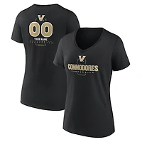 Women's Black Vanderbilt Commodores Personalized Name & Number Midfielder V-Neck T-Shirt