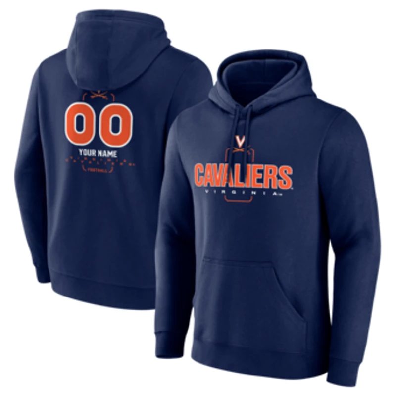 Men's Navy Virginia Cavaliers Personalized Name & Number Midfielder Pullover Hoodie