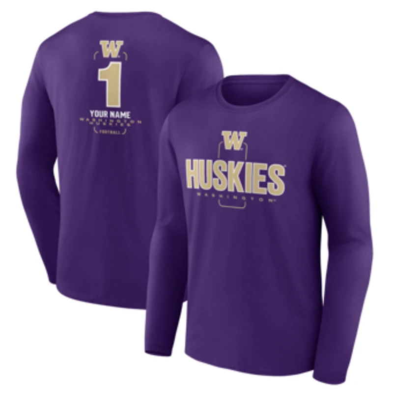 Men's Purple Washington Huskies Personalized Any Name Midfielder Long Sleeve T-Shirt