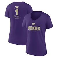 Women's Purple Washington Huskies Personalized Any Name Midfielder V-Neck T-Shirt