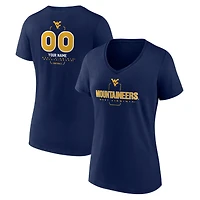 Women's Navy West Virginia Mountaineers Personalized Name & Number Midfielder V-Neck T-Shirt