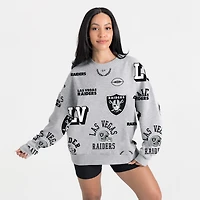 Women's Gameday Couture Heather Gray Las Vegas Raiders Always On Repeat Fleece Sweatshirt
