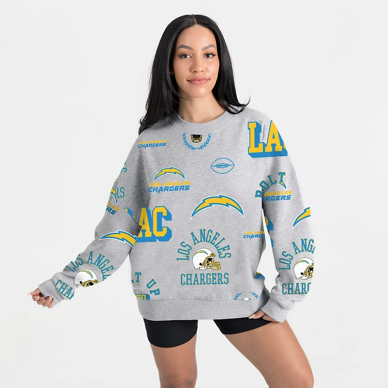 Women's Gameday Couture Heather Gray Los Angeles Chargers Always On Repeat Fleece Sweatshirt