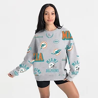 Women's Gameday Couture Heather Gray Miami Dolphins Always On Repeat Fleece Sweatshirt