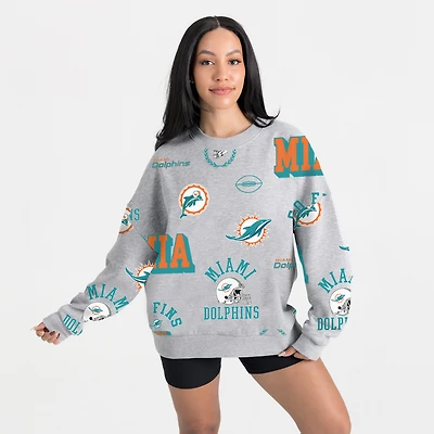 Women's Gameday Couture Heather Gray Miami Dolphins Always On Repeat Fleece Sweatshirt