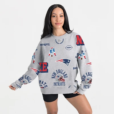 Women's Gameday Couture Heather Gray New England Patriots Always On Repeat Fleece Sweatshirt