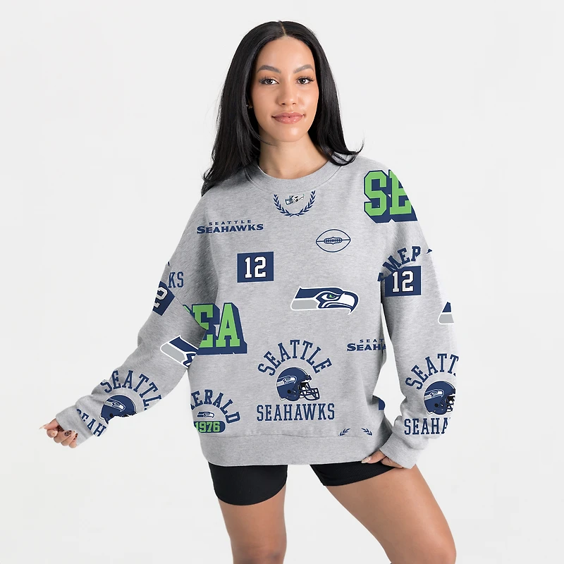 Women's Gameday Couture Heather Gray Seattle Seahawks Always On Repeat Fleece Sweatshirt