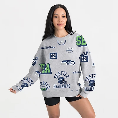 Women's Gameday Couture Heather Gray Seattle Seahawks Always On Repeat Fleece Sweatshirt