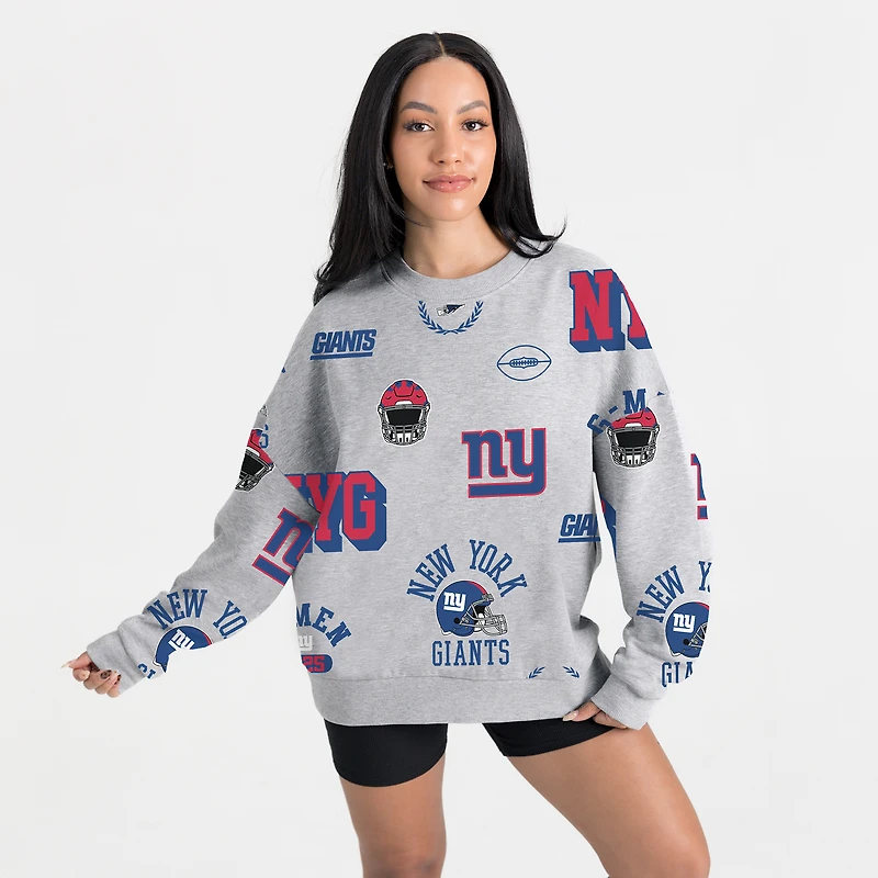 Women's Gameday Couture Heather Gray New York Giants Always On Repeat Fleece Sweatshirt