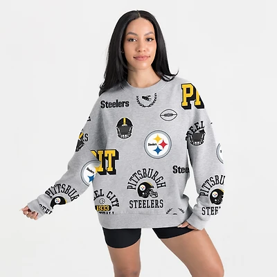 Women's Gameday Couture Heather Gray Pittsburgh Steelers Always On Repeat Fleece Sweatshirt