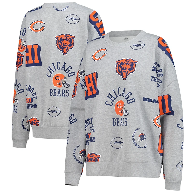 Women's Gameday Couture Heather Gray Chicago Bears Always On Repeat Fleece Sweatshirt