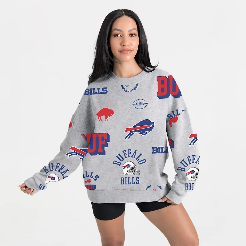 Women's Gameday Couture Heather Gray Buffalo Bills Always On Repeat Fleece Sweatshirt