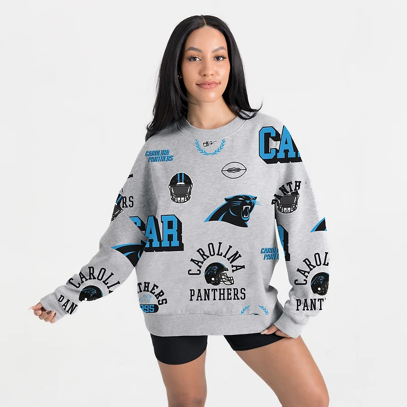 Women's Gameday Couture Heather Gray Carolina Panthers Always On Repeat Fleece Sweatshirt