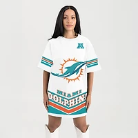 Women's Gameday Couture White Miami Dolphins Perfect Score Vintage T-Shirt Dress
