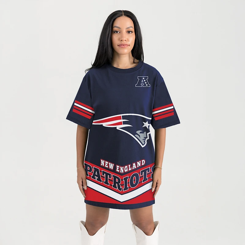 Women's Gameday Couture Navy New England Patriots Perfect Score Vintage T-Shirt Dress