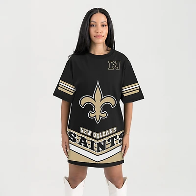 Women's Gameday Couture Black New Orleans Saints Perfect Score Vintage T-Shirt Dress