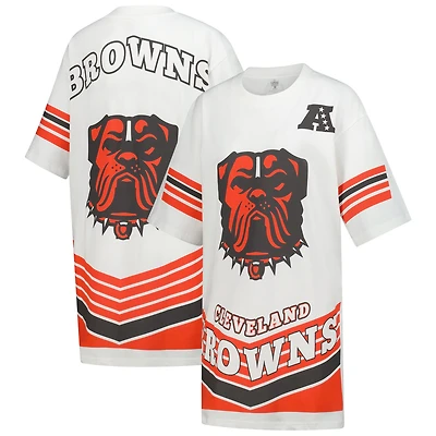 Women's Gameday Couture White Cleveland Browns Perfect Score Vintage T-Shirt Dress