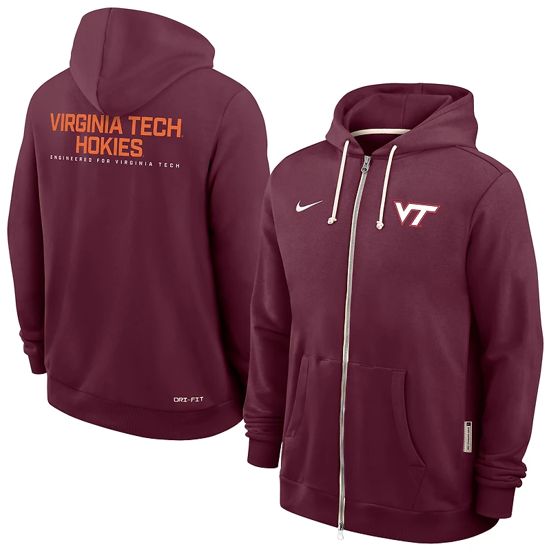 Men's Nike Maroon Virginia Tech Hokies 2025 Sideline Performance Full-Zip Hoodie