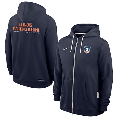 Men's Nike Navy Illinois Fighting Illini 2025 Sideline Performance Full-Zip Hoodie