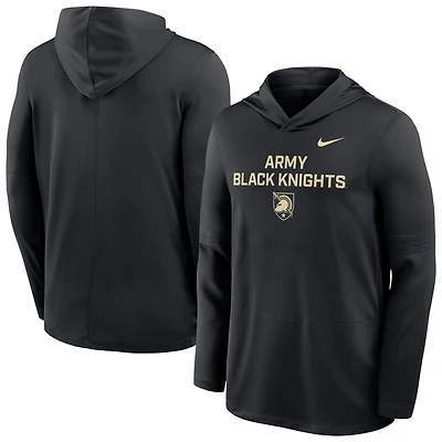 Men's Nike Black Army Knights 2025 Sideline Dri-FIT Long Sleeve Hoodie T-Shirt