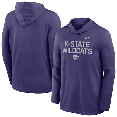Men's Nike Purple Kansas State Wildcats 2025 Sideline Dri-FIT Long Sleeve Hoodie T-Shirt