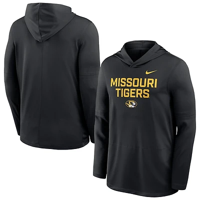 Men's Nike Black Missouri Tigers 2025 Sideline Dri-FIT Long Sleeve Hoodie T-Shirt