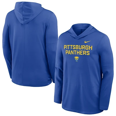 Men's Nike Royal Pitt Panthers 2025 Sideline Dri-FIT Long Sleeve Hoodie T-Shirt
