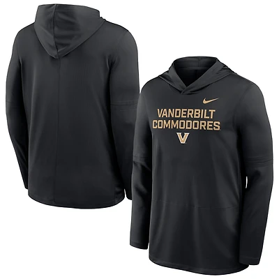 Men's Nike Black Vanderbilt Commodores 2025 Sideline Dri-FIT Long Sleeve Hoodie T-Shirt