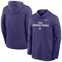 Men's Nike Purple TCU Horned Frogs 2025 Sideline Dri-FIT Long Sleeve Hoodie T-Shirt