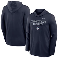 Men's Nike Navy UConn Huskies 2025 Sideline Dri-FIT Long Sleeve Hoodie T-Shirt