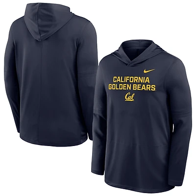 Men's Nike Navy Cal Bears 2025 Sideline Dri-FIT Long Sleeve Hoodie T-Shirt