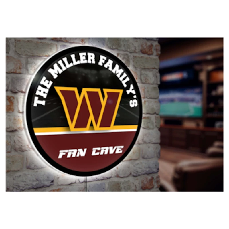 Washington Commanders Personalized 23" Round LED Wall Sign