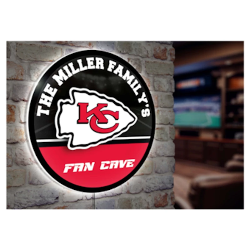Kansas City Chiefs Personalized 23" Round LED Wall Sign