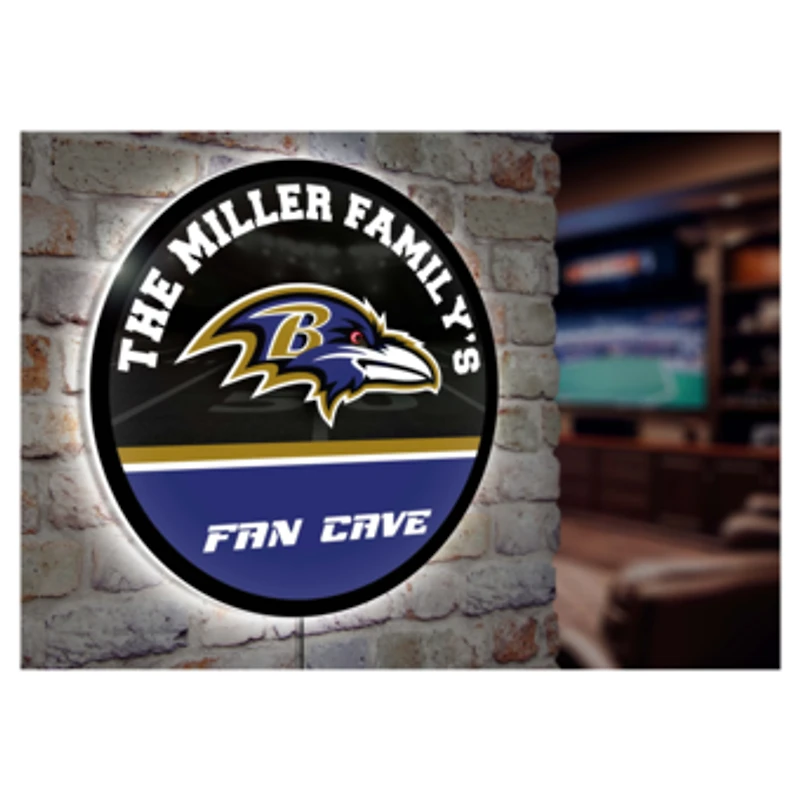 Baltimore Ravens Personalized 23" Round LED Wall Sign