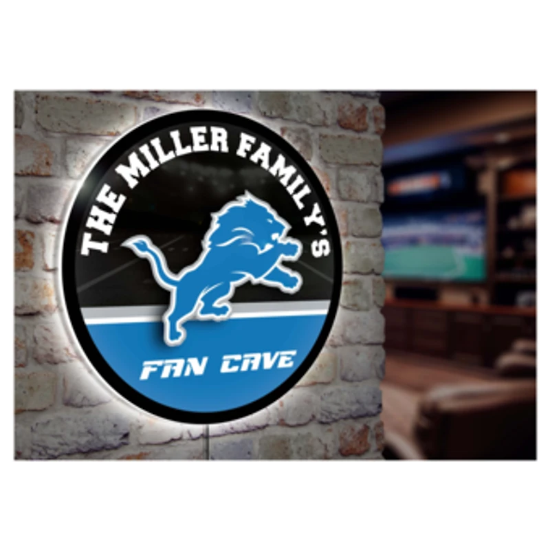 Detroit Lions Personalized 23" Round LED Wall Sign