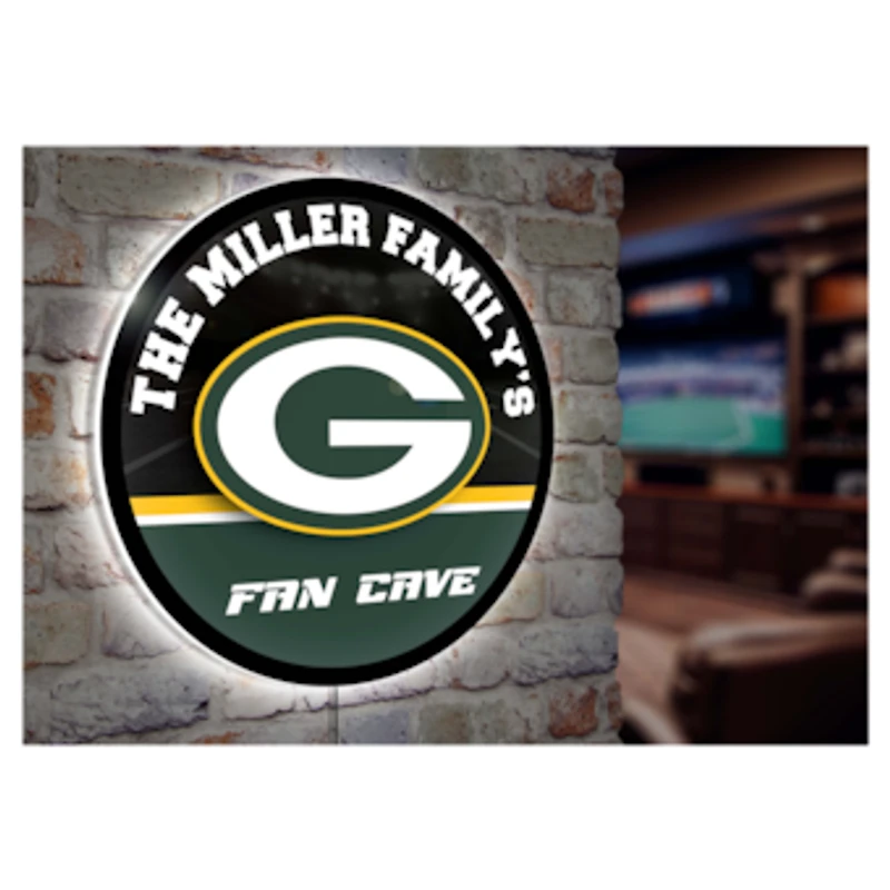 Green Bay Packers Personalized 23" Round LED Wall Sign