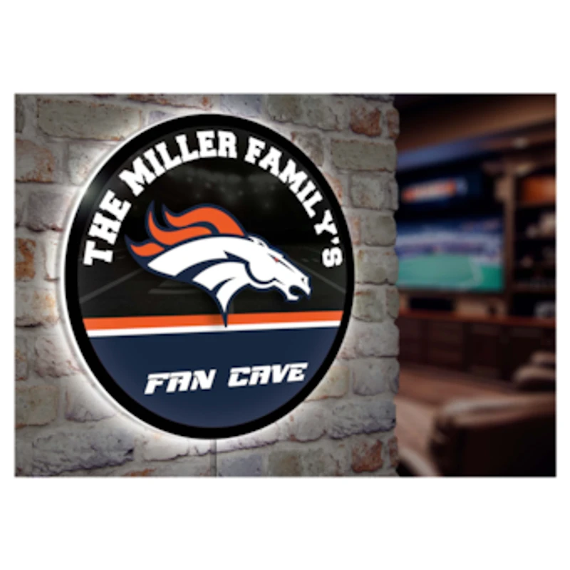 Denver Broncos Personalized 23" Round LED Wall Sign