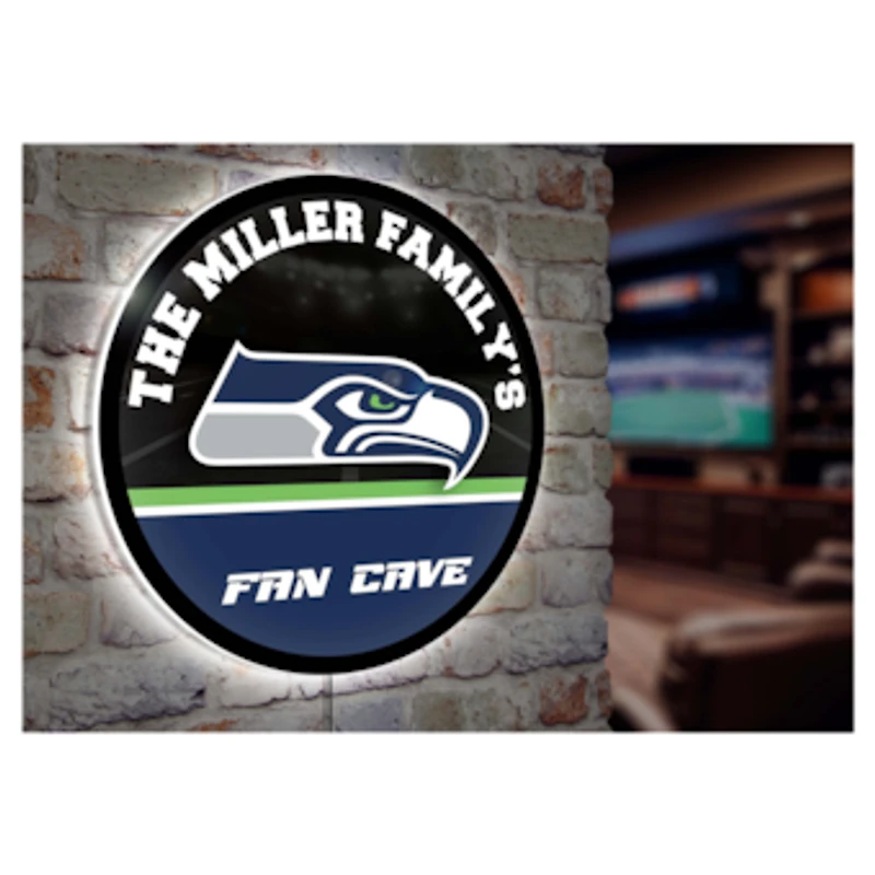 Seattle Seahawks Personalized 23" Round LED Wall Sign