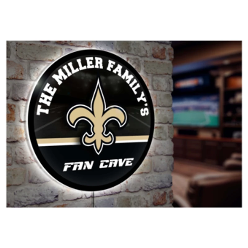 New Orleans Saints Personalized 23" Round LED Wall Sign