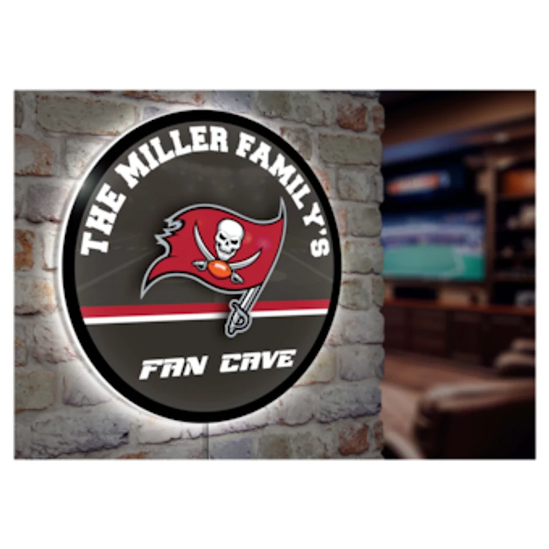 Tampa Bay Buccaneers Personalized 23" Round LED Wall Sign