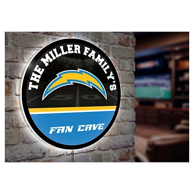 Los Angeles Chargers Personalized 23" Round LED Wall Sign