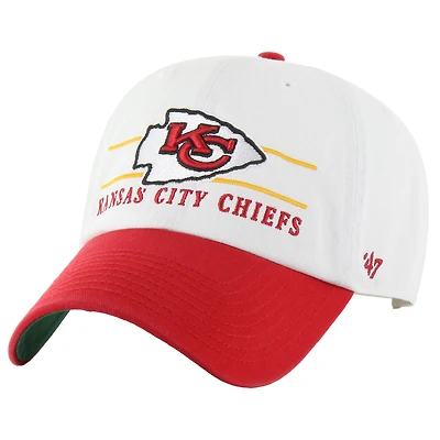 Men's '47  White/Red Kansas City Chiefs Double Header Clean Up Adjustable Hat