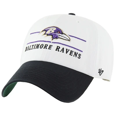 Men's '47  White/Black Baltimore Ravens Double Header Clean Up Adjustable Hat