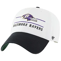 Men's '47  White/Black Baltimore Ravens Double Header Clean Up Adjustable Hat